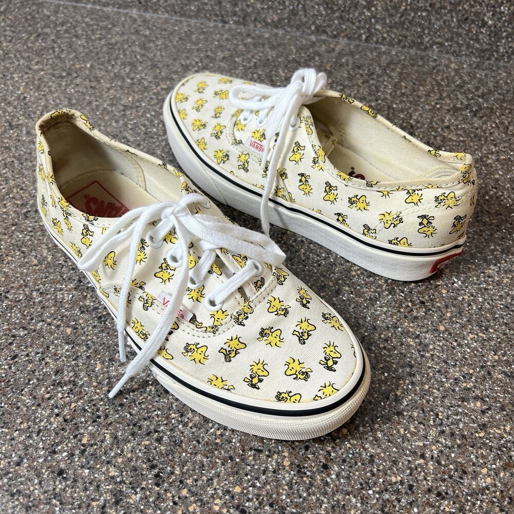 Vans X PEANUTS Woodstock Skate Canvas Cream/Yellow Womens Size 6 Sneaker Lace Up